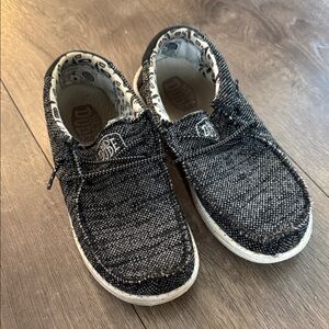 Hey Dude Kids Knit Slip-On Sneakers — Black Heather